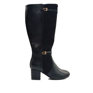 New Black Wide Calf Heel Boot Sizes 7-13 Wide